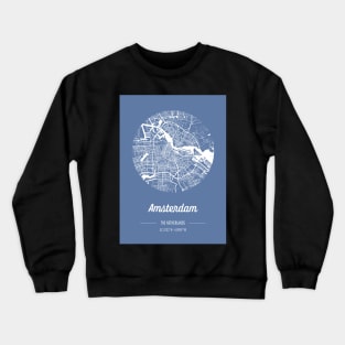City map in blue: Amsterdam, The Netherlands, with retro vintage flair Crewneck Sweatshirt